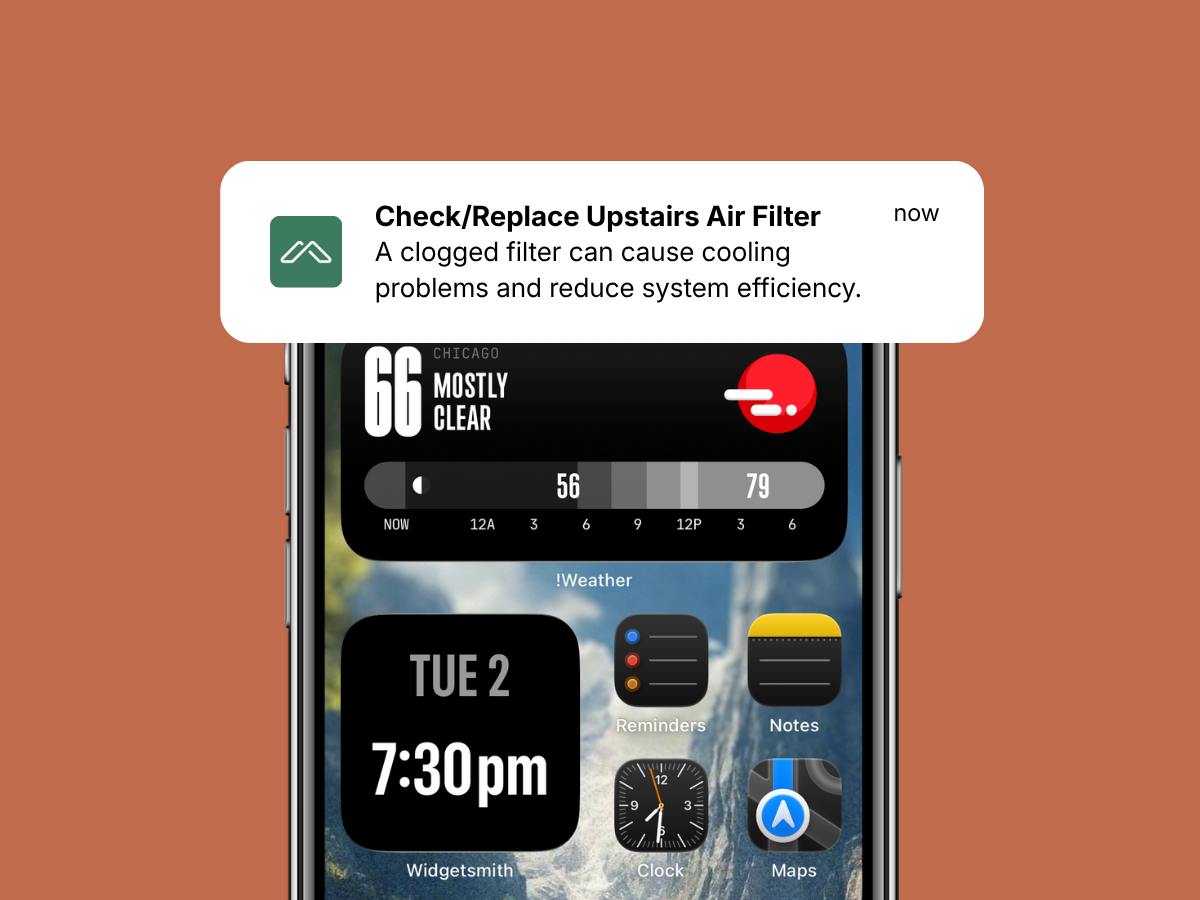 Manse notification: Check/Replace Upstairs Air Filter